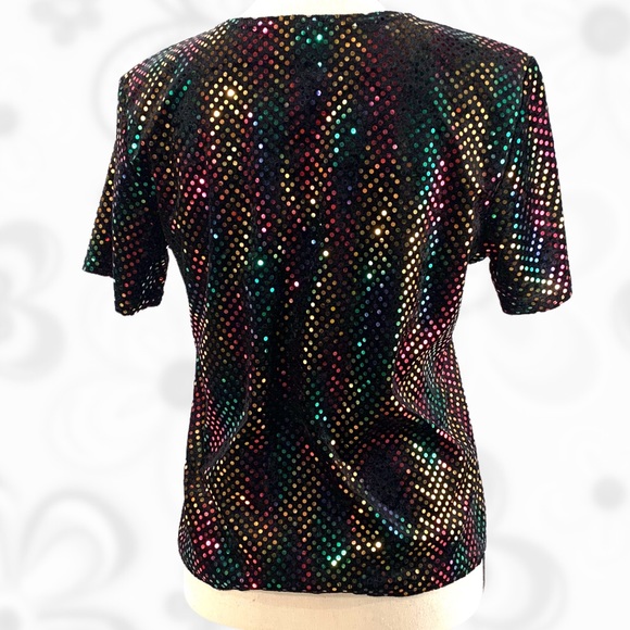 VTG Kathie Lee Collection Groovy Foil Dot Blouse - Picture 6 of 9